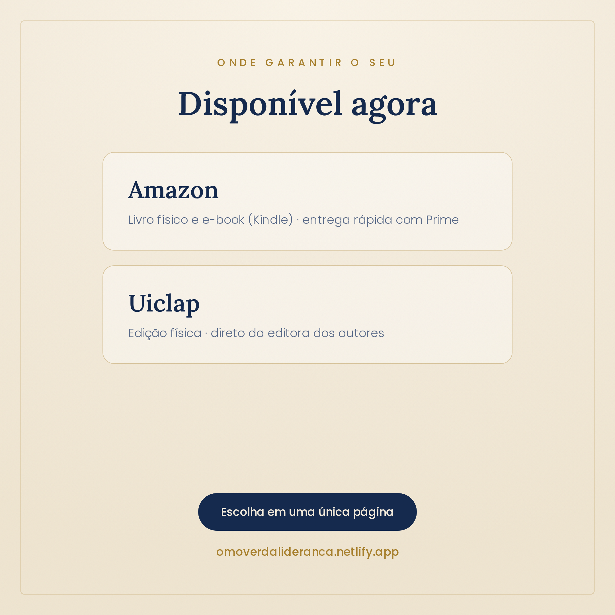 Arte de lançamento do livro O Mover da Liderança